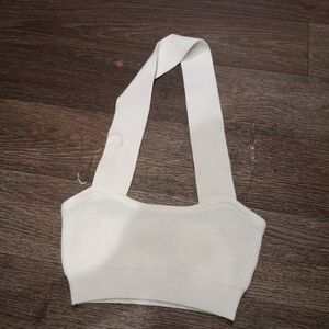 TIC TOC White Halter Crop Top Size S